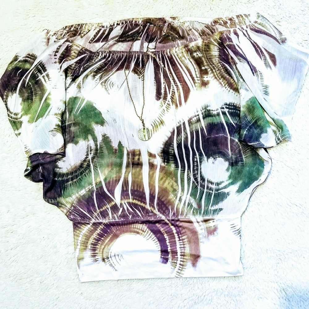 ⬇💲⬇Sheer Flowy Short-Sleeve Top One-Size